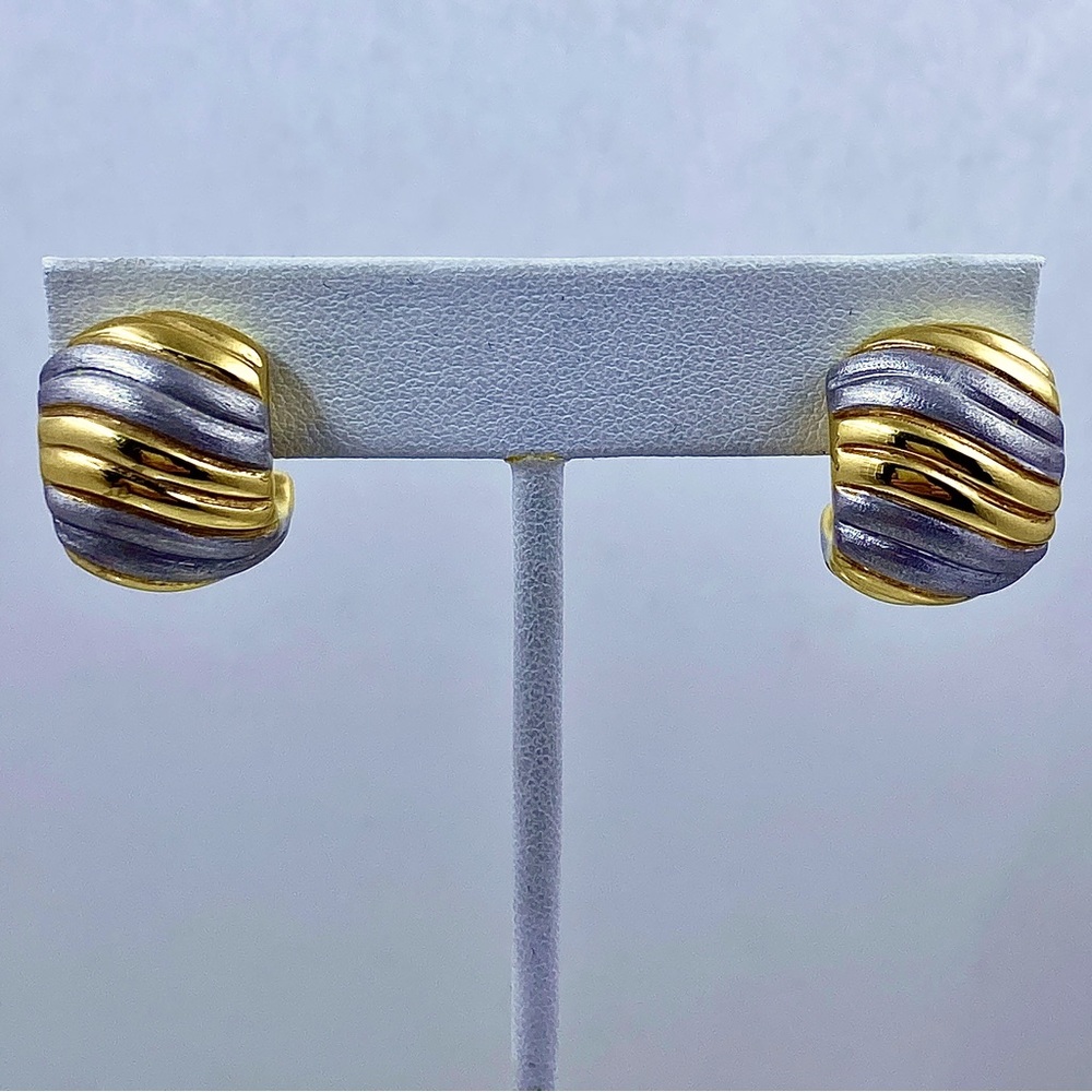 18K White And Yellow Gold Earrings